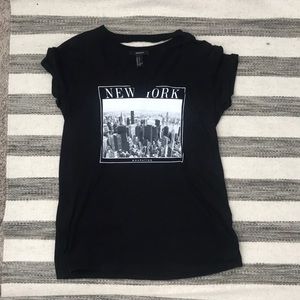 Distressed Open neck Tee